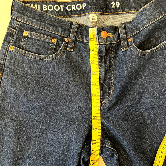 J Crew Women Billie Demi Boot Crop Jeans Size 29 Dark Wash Raw Hem Boho Western - Picture 4 of 10